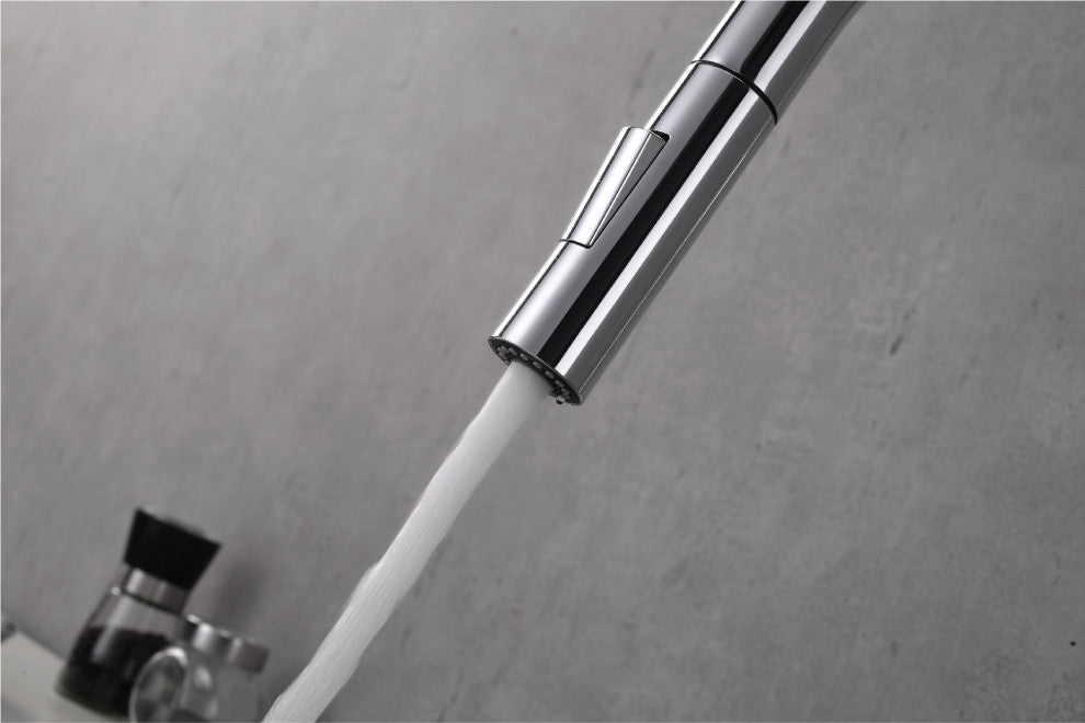 Fine Fixtures Pull Down Single Handle Kitchen Faucet, Polished Chrome