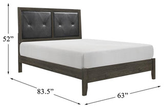 Lexicon Edina Contemporary Wood and Faux Leather Queen Bed in Dark Gray/Black