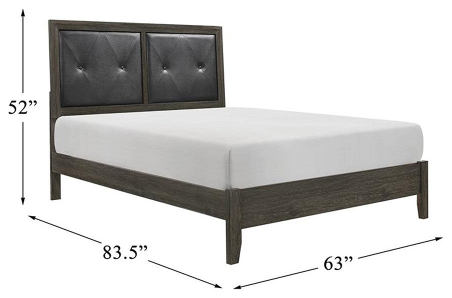 Lexicon Edina Contemporary Wood and Faux Leather Queen Bed in Dark Gray/Black