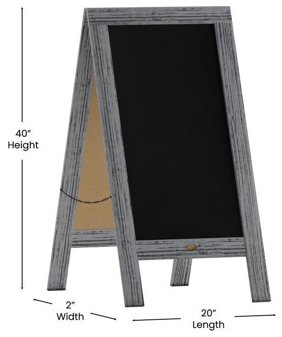 48" x 24" A-Frame Indoor/Outdoor A-Frame Magnetic Chalkboard Sign Set, Gray Wash