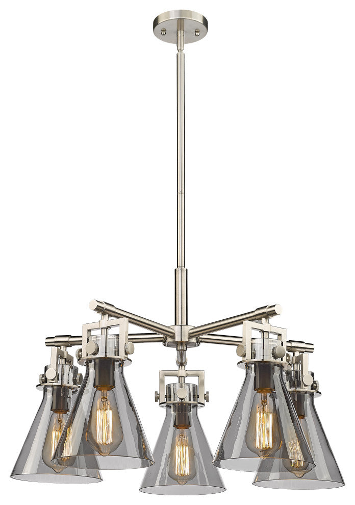 Innovations Newton Cone 5 26" Chandelier Satin Nickel