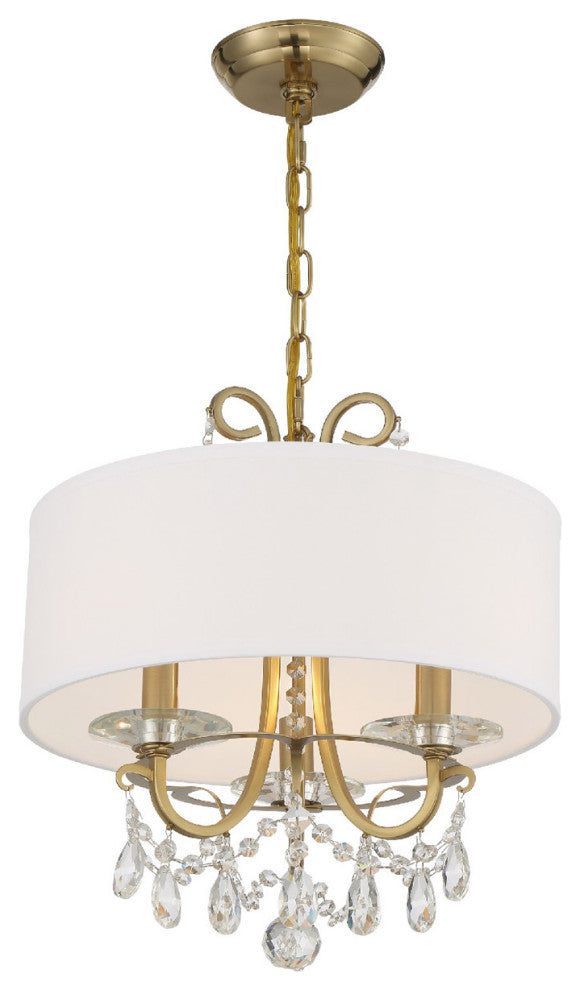 Crystorama 6623-VG-CL-MWP, 3-Light Chandelier, Vibrant Gold