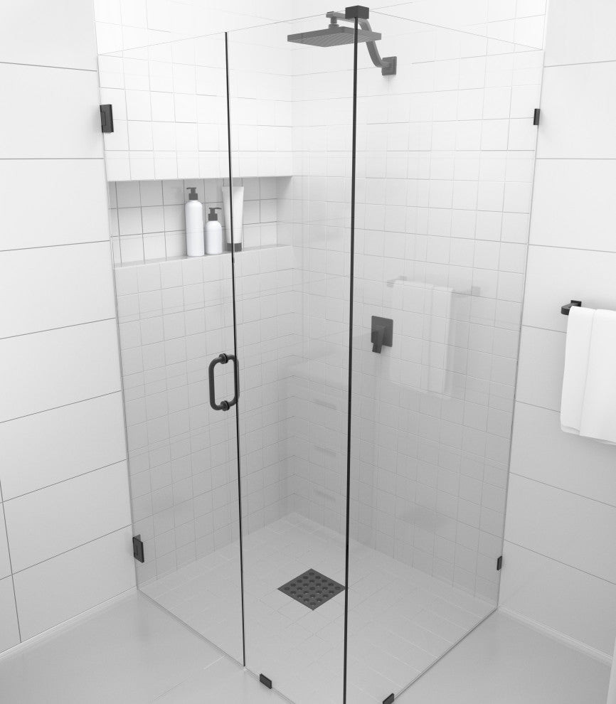 78"x38"x32" Frameless 90 Degree Shower Enclosure Wall Hinge, Oil Rubbed Bronze