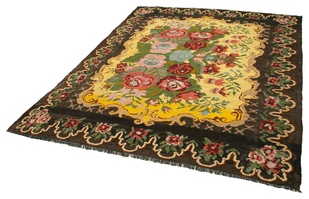 Rug N Carpet - Handmade Bessarabian 6' 7'' x 8' 1'' Vintage Floral Kilim Rug