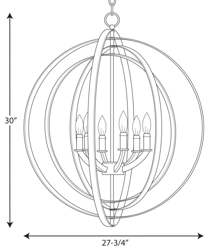 6-Light Foyer, Antique Bronze