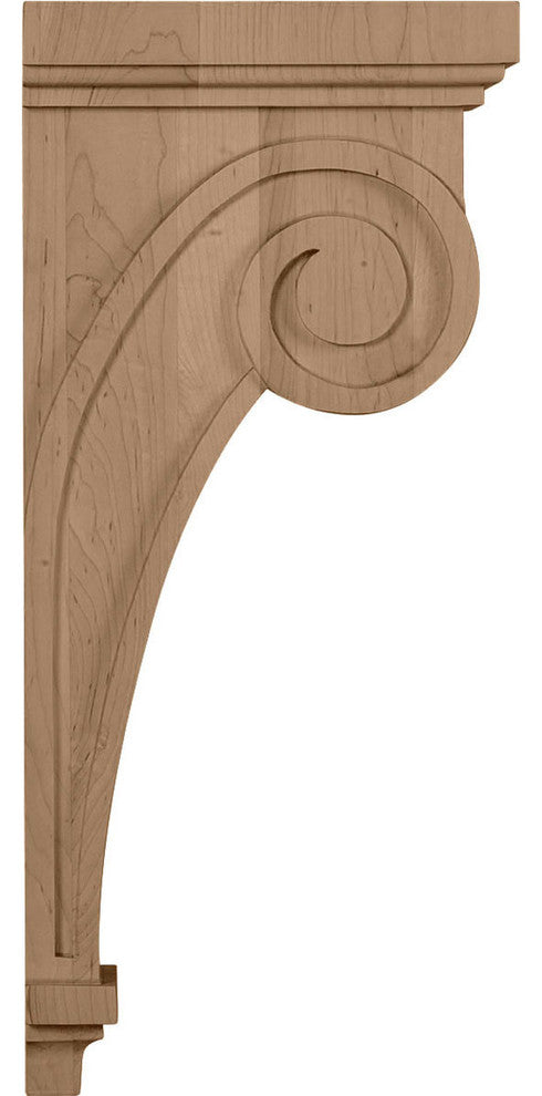 6 1/4"W x 10"D x 22"H Scroll Corbel, Red Oak