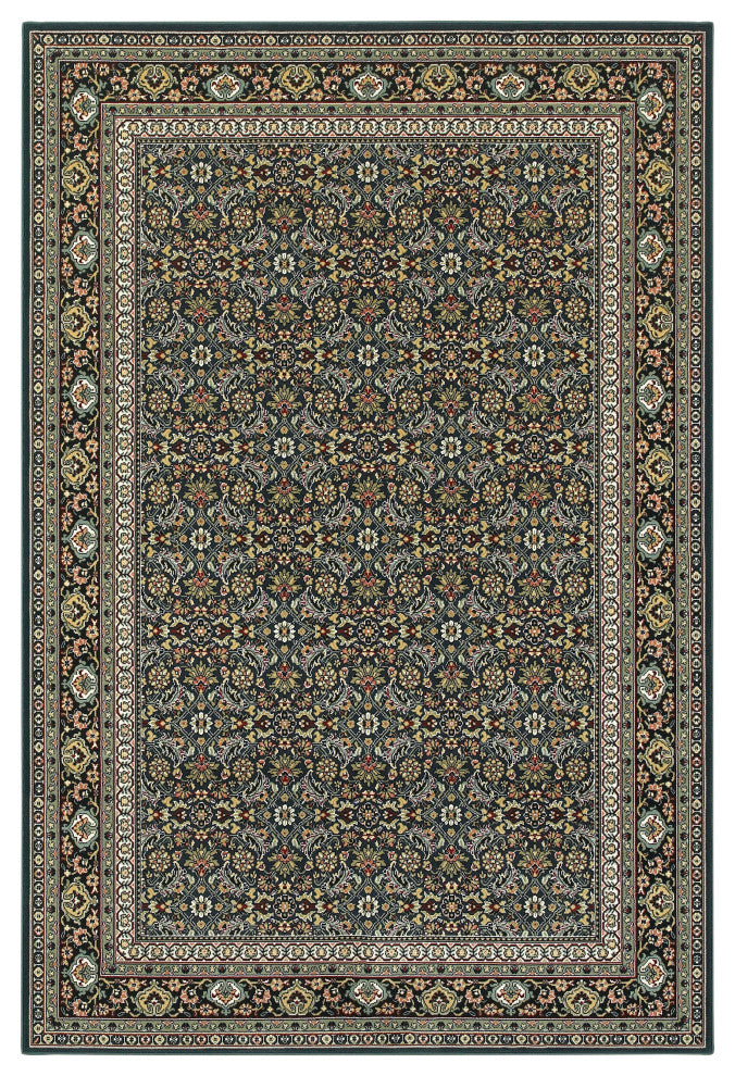 Karaman Intricate Floral Traditional Navy/ Multi Area Rug, 5'3"x7'6"