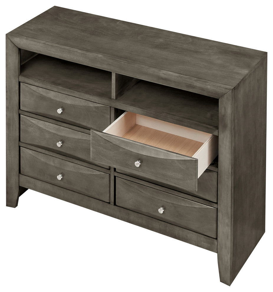 Marilla Gray 6 Drawer Chest of Drawers, 47"x17"x37"
