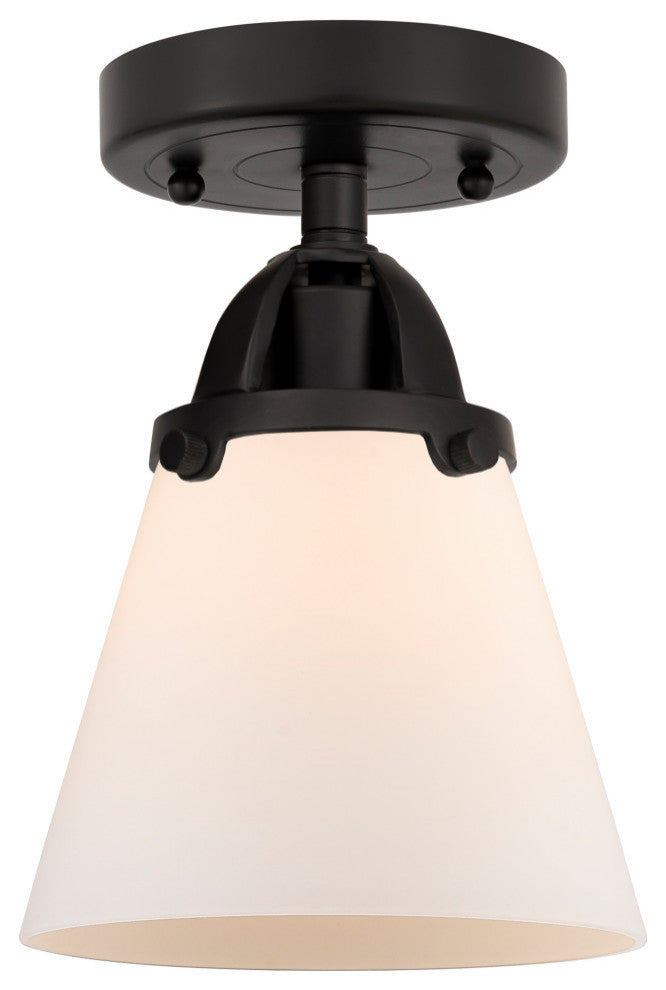 Small Cone Semi-Flush Mount, Matte Black, Matte White, Matte White