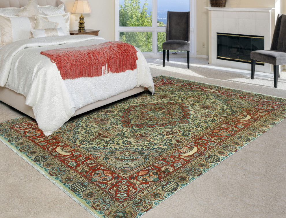 Fine Vintage Distressed Heerad Beige/Rust Rug, 6'5x9'6