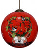 Reindeer with Plaids and Cardinals Hand Painted Mouth Blown Glass Ornament