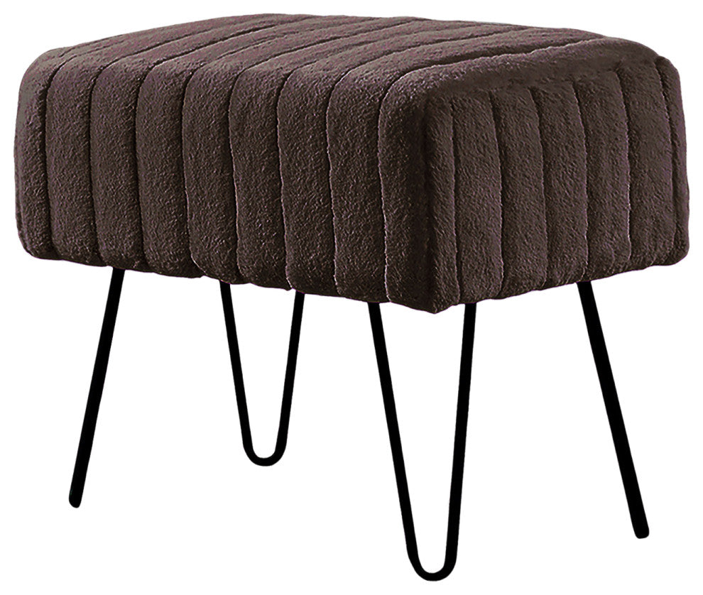 Serenta Super Mink Ottoman, Chocolate, 19''x13''x17''
