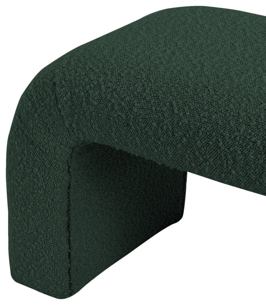 Niagara Boucle Fabric Upholstered Bench, Green, 28" Wide