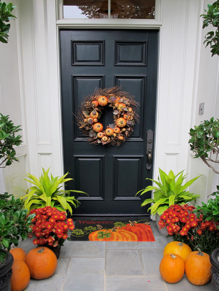 RugSmith Orange Machine Tufted Welcome Pumpkin Doormat, 18" x 30"