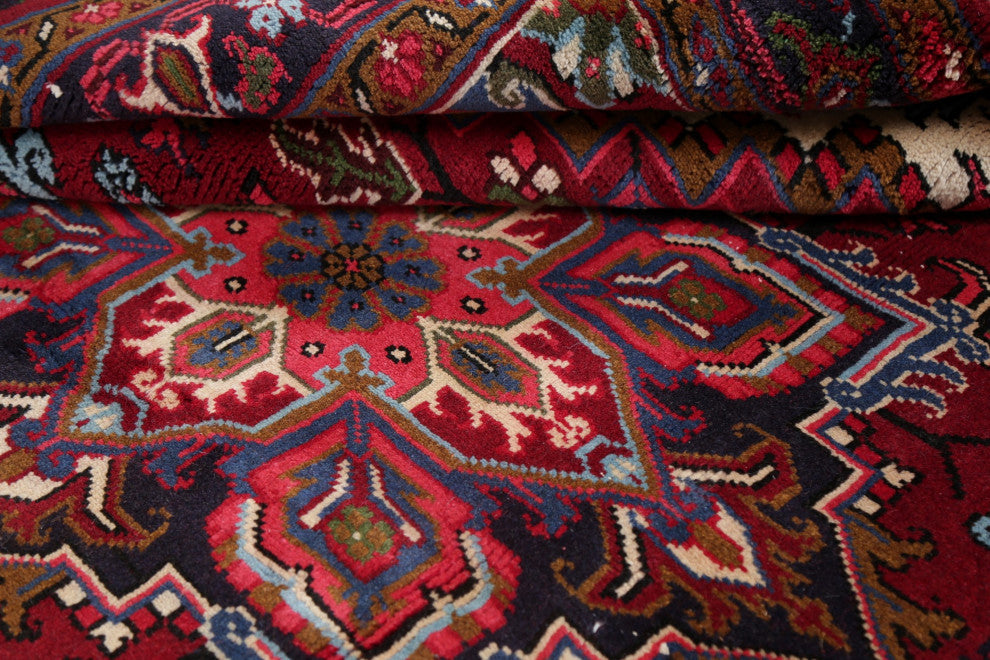 Heriz Oriental Traditional Persian Hand-Knotted Area Rug, Red, 6'5"x5'2