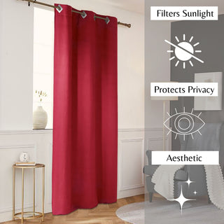 Luxurious Suede Window Curtain - Elegant Soft Texture Drapery, 95x55 Inches, Red, 1 Panel