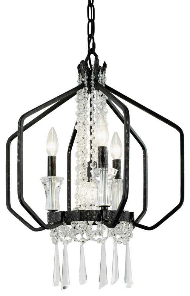 Barcelona 4 Light Pendant in Onyx And Clear