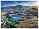 Colorful Boats in Pokhara Lake, Boat Canvas Art Print, 40"x30"