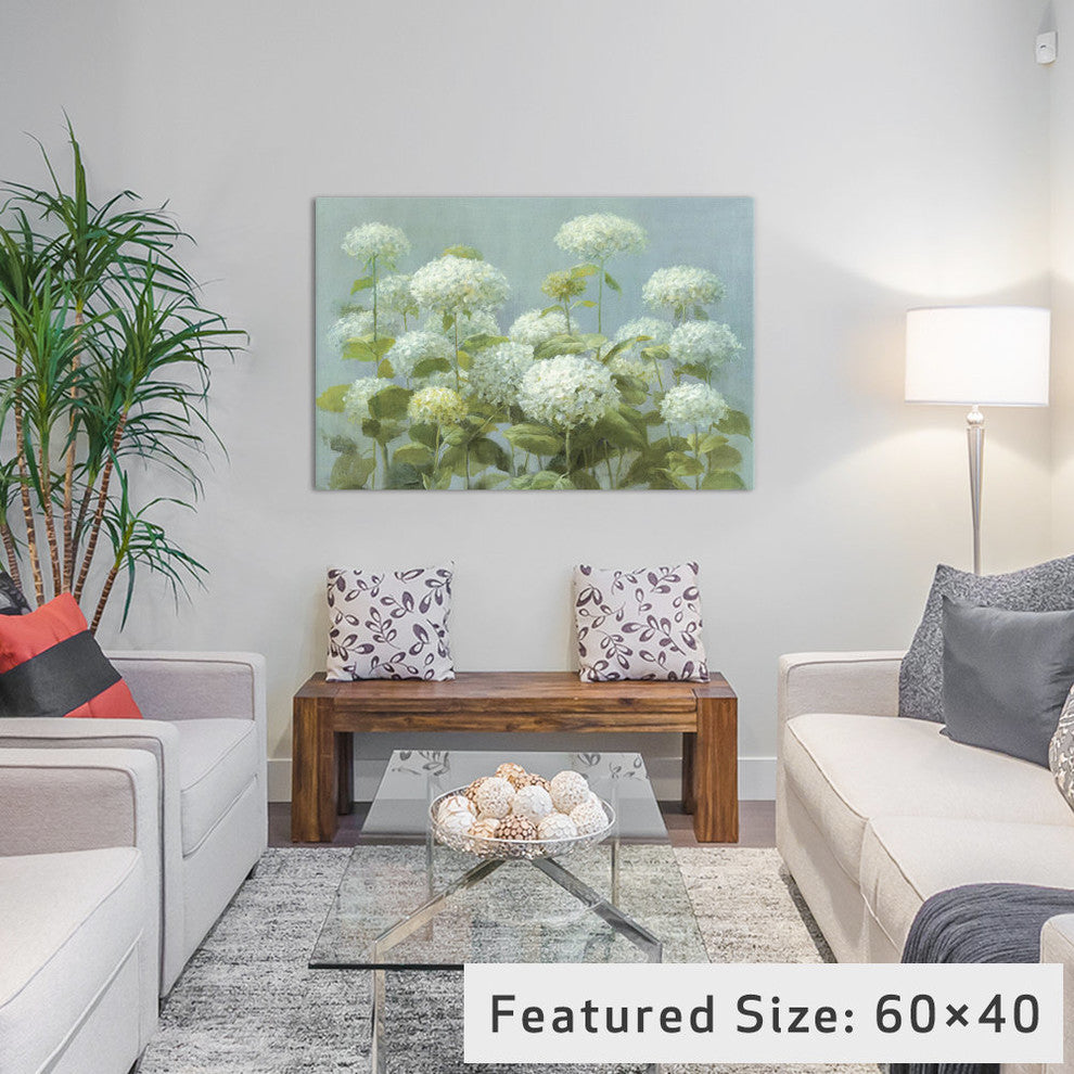 "White Hydrangea Garden Gallery" by Danhui Nai, 26x18x1.5"
