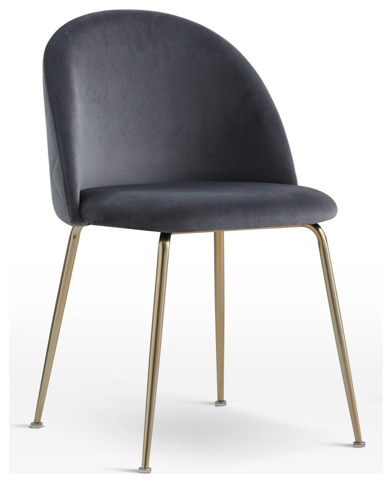 Tanisha Contemporary Dining Chair With Gold Legs, Set of 2, Grey