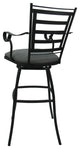 Outdoor Indoor Swivel Bar Stool Counter, Charcoal Twill on Black, 35"