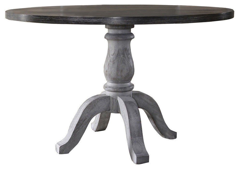 Rustic White Farmhouse Style Round Dining Table