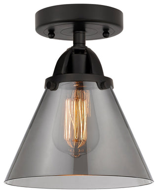 Large Cone Semi-Flush Mount, Matte Black, Plated Smoke, Plated Smoke