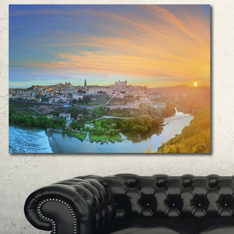 Hill over the Tagus River Spain, Landscape Canvas Art Print, 60x40