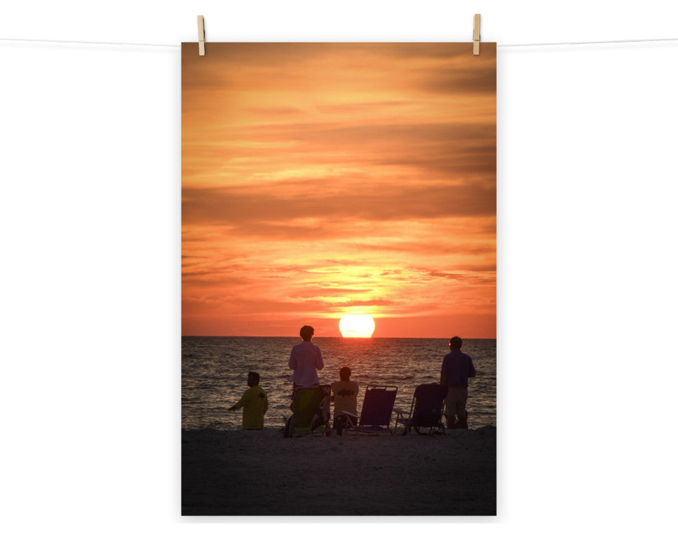 Summer Spectators Coastal Sunset Landscape Photo Wall Art Print - Decor, 8" X 10"