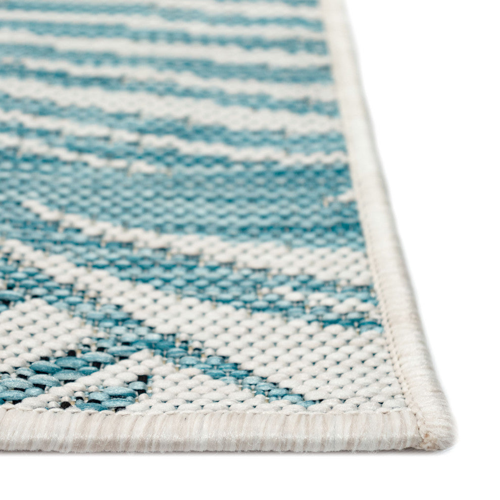 Carmel Palm Indoor/Outdoor Rug, Aqua, 1'11"x4'11" Runner
