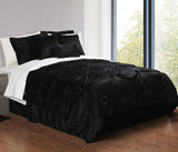 Pintuck Plush 3-PC Complete Comforter Set, Black, Queen, 7-Pc