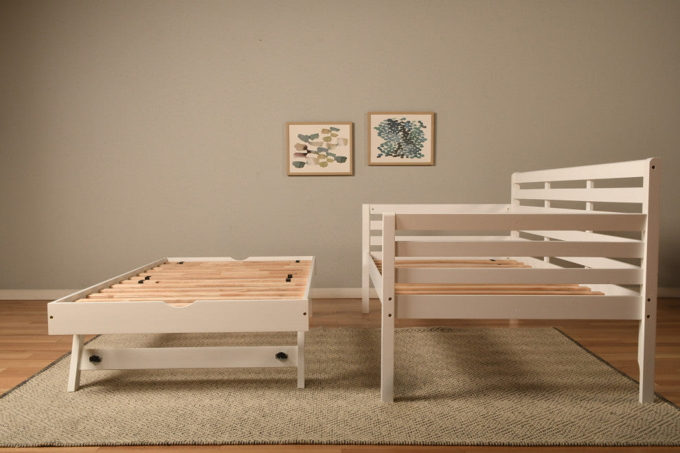 Boho Daybed With Pop Up, White Finish