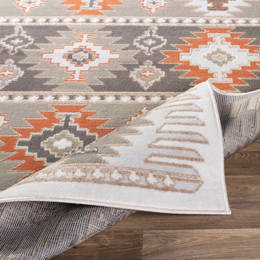 Surya Skagen SKG-2303 7'10"x10'2" Rug, Gray/Silver Gray/Terracotta/Tan/White