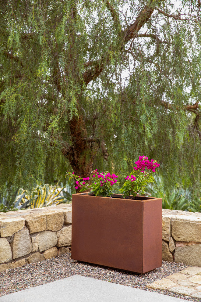 Metallic Series Corten Steel Span Planter, Short