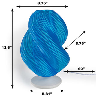13.5" Coastal Plant-Based PLA 3D Printed Dimmable LED Table Lamp, Blue