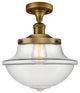 Large Oxford 1-Light Semi-Flush Mount, Brushed Brass, Clear