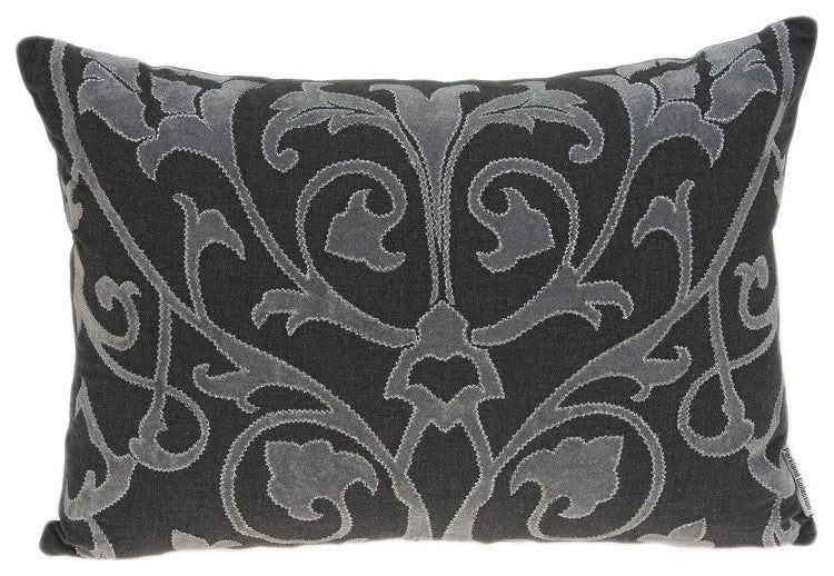 20" X 6" X 14" Traditional Gray Pillow Cover With Down Insert