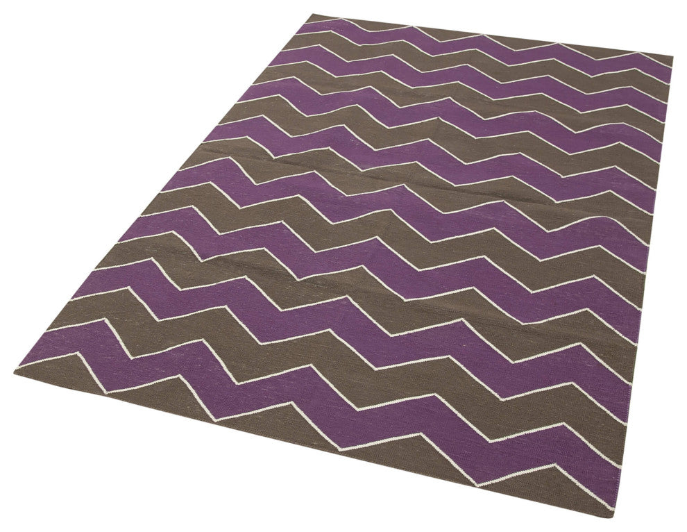 Rug N Carpet - Handmade Wool 3' 7'' x 5' 5'' Modern Design Dhurrie Kilim Rug