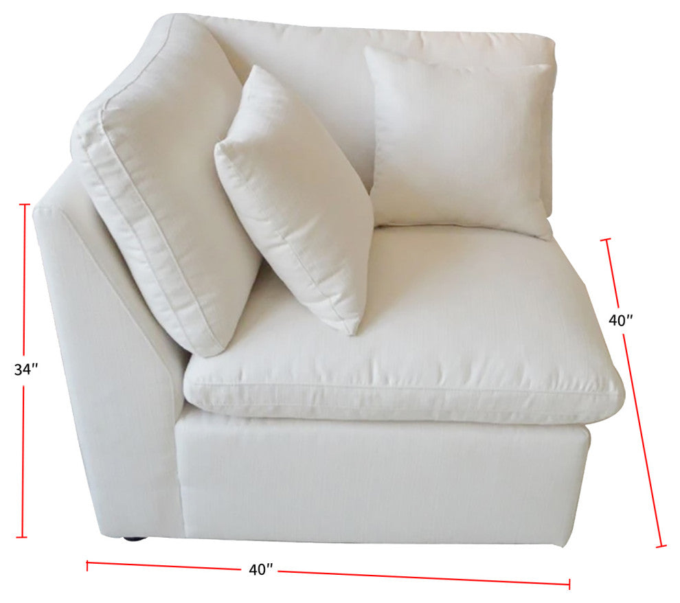 Linen-Like Fabric Cushion Back Corner, Off-White Finish