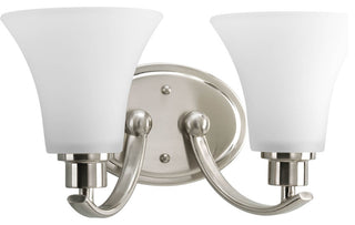 2-Light Bath and Vanity, Brushed Nickel With Etched Shades