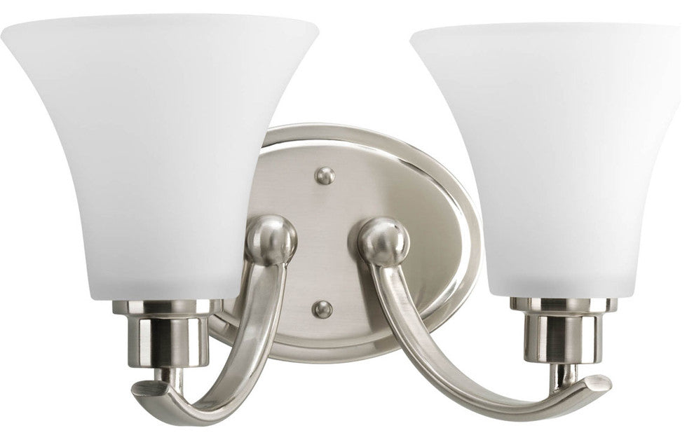 2-Light Bath and Vanity, Brushed Nickel With Etched Shades