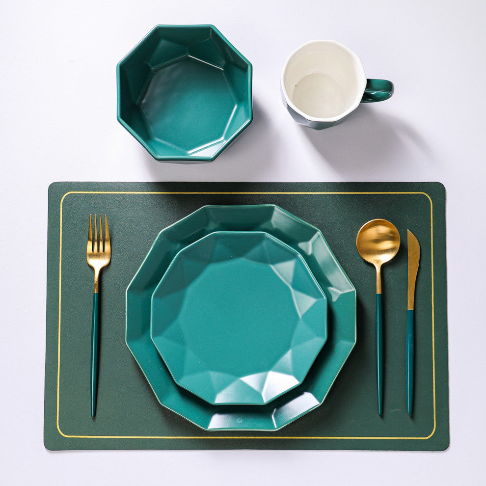 Stone Lain Jamie Porcelain 16 Piece Dinnerware Set, Green
