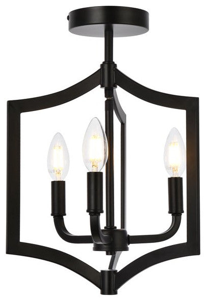 Kassandra 3-Light Flush Mount, Black