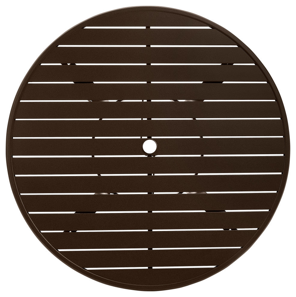 Slat Top 48" Round Dining Table, Java