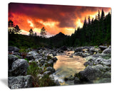 "Rocky Mountain River At Sunset" Wall Art Landscape, 40"x30"