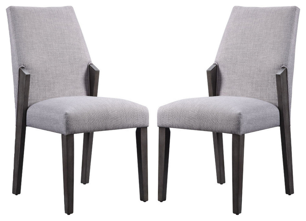 Set of 2 Upholstered Side Chair, Gray/Gray Oak Finish