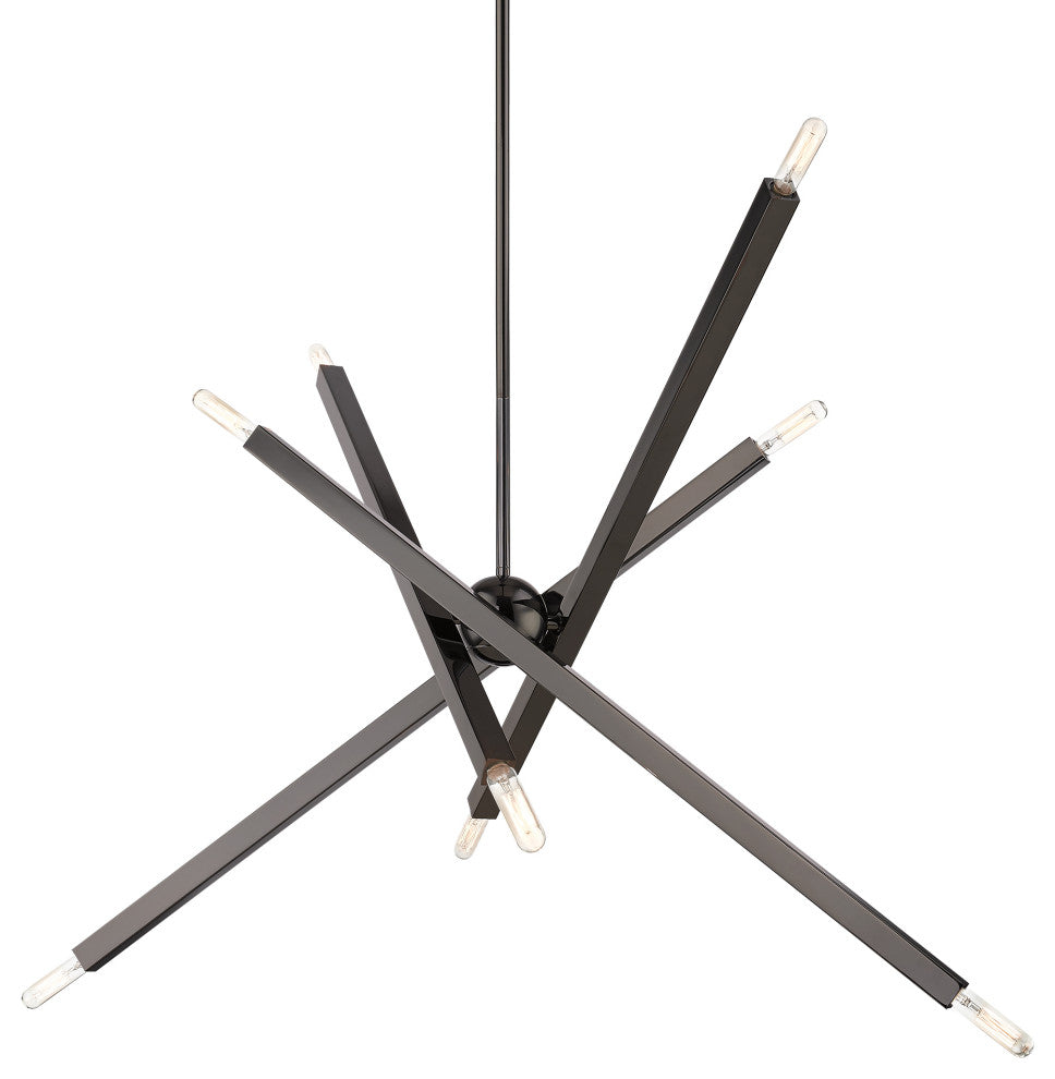 Livex Lighting Monaco 8-Light Black Chrome Large Linear Chandelier