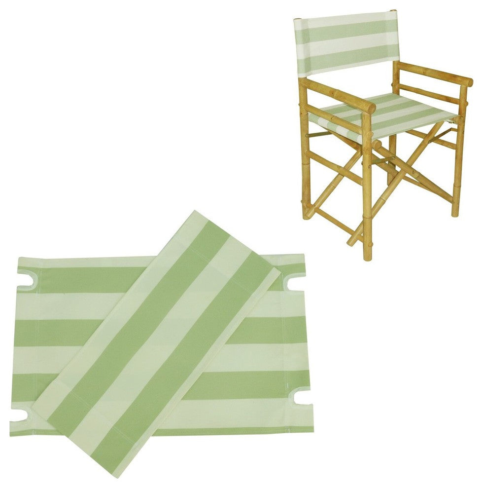 Set of 2 Canvas For Bamboo Director Chair, Celadon Stripe