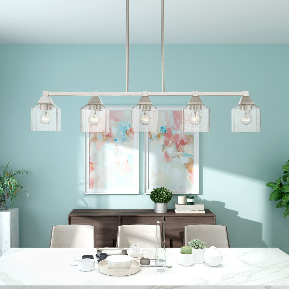 Aragon 5 Light Brushed Nickel Linear Chandelier