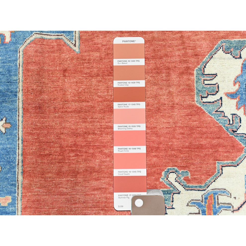 Imperial Red Afghan Peshawar Heriz Wool Hand Knotted Oriental Rug, 12'x14'7"